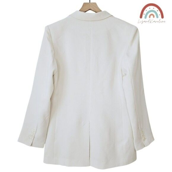 New! Lattelier Single Breasted Longline Midi Suit Jacket Ivory Cream Blazer - Picture 6 of 14